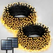 JMEXSUSS 2 Pack Solar Christmas Lights Outdoor Waterproof, Total 400 LED 151FT Warm White Christmas Lights, 8 Modes Solar String Lights for Outside Patio Yard Tree Garden Christmas Decorations